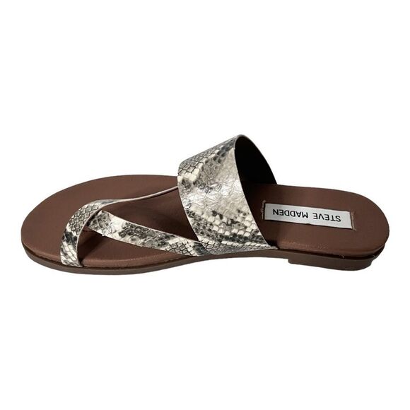 Steve Madden Sandals Women’s Size 7 Athens Faux Leather Strappy Slide Snake - Picture 3 of 6